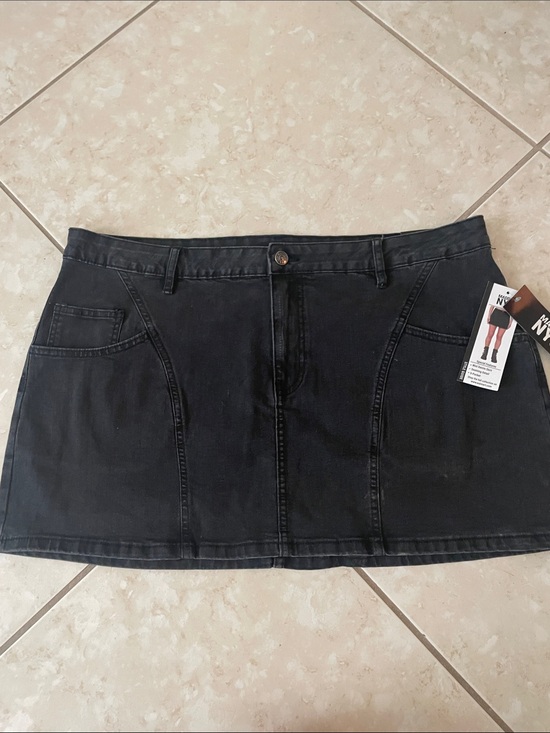 Madden Nyc Dresses & Skirts - Women's Black Denim Mini Skirt with Front Panels